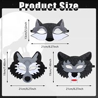 12 pièces Masque d'animal loup pour enfants Costume Masque en feutre demi-visage Masque de fête d'anniversaire loup Fournitures pour Halloween