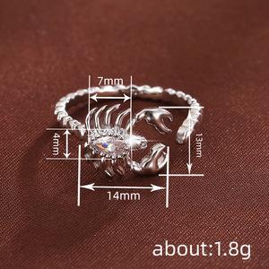Anillos Ajustables CAOSHI con Diseño de Escorpión Elegante, con Circonita Blanca/Morada/Negra en Forma de Pera, Anillos de Moda para Mujer, Regalo para Fiestas, Anillos Abiertos con Circonita Cúbica - Product Image 6