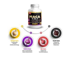 Erkekler ve kadınlar için siyah <span class=keywords><strong>Maca</strong></span>, kırmızı, altın ve mor doğal enerji takviyesi <span class=keywords><strong>Maca</strong></span> kök tabletlerin güçlü 4-in-1 karışımı - Product Image 3