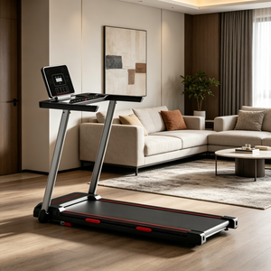 Tapis roulant de fitness à domicile avec écran LED blanc, commande à double bouton et option application pour la marche et la course en intérieur - Product Image 1