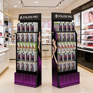 Étagères murales en métal pour présentoirs au sol, système de crochets personnalisés pour suspendre les pinceaux de maquillage et présenter les cosmétiques - Product Image 1