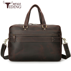 Maletín de Negocios de Cuero Genuino Personalizado de Fábrica, Bolsa <span class=keywords><strong>para</strong></span> Portátil de <span class=keywords><strong>17</strong></span> <span class=keywords><strong>Pulgadas</strong></span> <span class=keywords><strong>para</strong></span> Hombre, Bolsa Suave de Cuero Crazy Horse <span class=keywords><strong>para</strong></span> Viajes de Negocios - Product Image 2