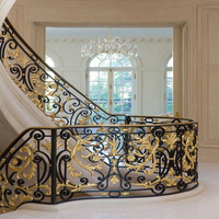 Design moderne de rampes d'escalier plaquées or, rampes d'escalier en laiton pour intérieur