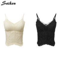 En gros, Débardeur camisole sexy en dentelle à col en V, avec bonnets rembourrés intégrés et soutien-gorge push-up sans armatures pour femme