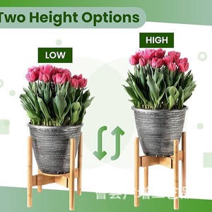 Support à fleurs en bois massif, porte-plantes d'intérieur et d'extérieur, pour balcon, salon, support au sol, couleur naturelle, montage facile - Product Image 2