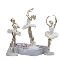 Figurines Artistiques Peintes à la Main en Résine Or et Argent Style Nordique, Ballerine Dansante, Sculpture Décorative pour la Maison, Nouvel An, Vente en Gros