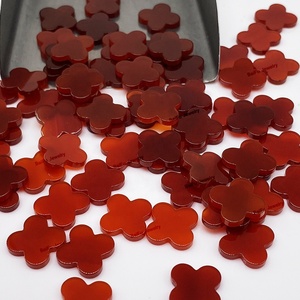 Baifu đồ trang sức thời trang phẳng đôi bên bốn lá cỏ ba lá đá quý - Product Image 4