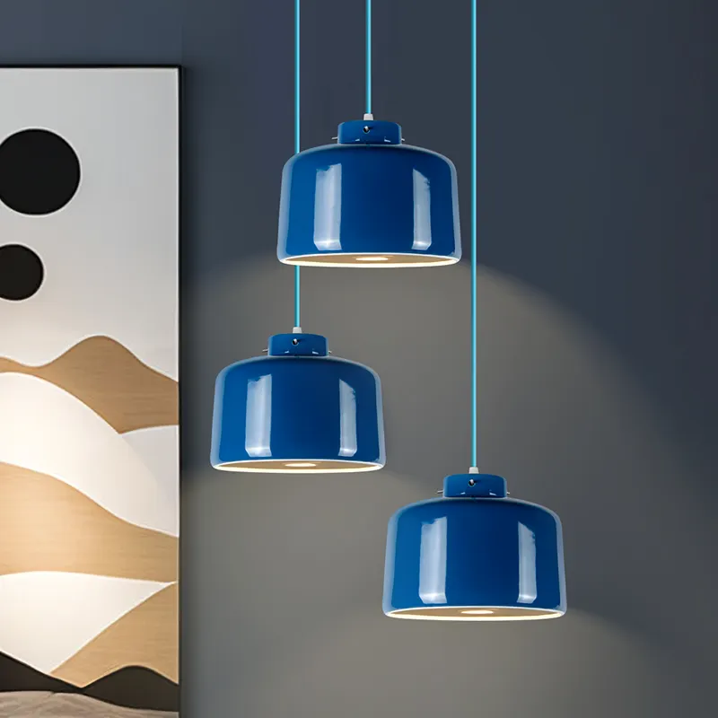 Cucina classica blu porcellana decorativa luce a sospensione per casa caffè luci sospese per ristorante colorato lampadario