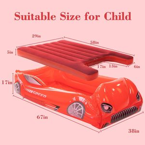 Red Race Car Shaped Kids <b>Inflatable</b> Travel Bed for Toddlers Camping Home Hotel - Product Image 5