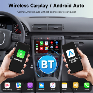 Podofo 9 ''4 + 64G 2 Din Android Car Stereo Radio Para Auto para Audi <span class=keywords><strong>A4</strong></span> 2004-2008 Wireless <span class=keywords><strong>CarPlay</strong></span>/Android Auto Piano Key GPS WIFI - Product Image 2
