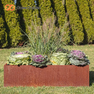 Large Square Cube Corten Planters Rustic Metal <b>Garden</b> Flower Pots, Contemporary Style - Product Image 5