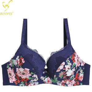 Binnys 38E, sujetadores de talla grande de alta calidad para mujer, ropa interior de nailon con estampado de flores para mujer, Sostenes sin tirantes con aros transpirables - Product Image 3