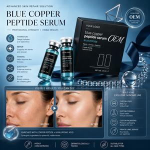 Blue Copper Peptide <b>Serum</b> 10ml x2 <b>Face</b> Firming Hyaluronic Acid OEM Custom Logo - Product Image 1