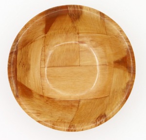 Tazón para Ensalada de Madera Natural de 35 cm (14 Pulgadas), Tejido en Cuero, Ecológico, Hecho a Mano, Pulido, Novedoso, para Hogar, Hotel, Restaurante, Bodas y Fiestas - Product Image 1
