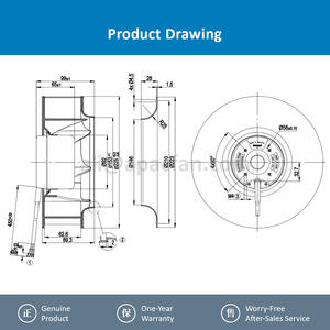 Ventilateur centrifuge de refroidissement EC OEM pour armoire, avec moteur à roulement à billes, 225 mm, 48 V CA, 95 W, 2,2 A, 2700 tr/min, 1130 m³/h, pour R1G225-AF11-52 - Product Image 4