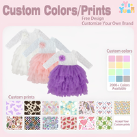 Robe de tutu pour enfants à manches longues en dentelle blanche, jupe en tulle à plusieurs niveaux avec fleurs en perles 3D, robe de baptême ou de mariage pour petites filles