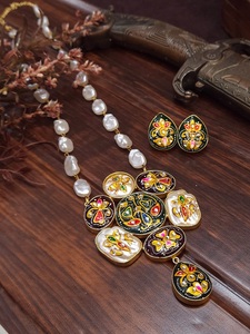 Designer Stone Beaded <b>Statement</b> <b>Necklace</b> with Matching Earrings Trendy Women's Fashion Jewelry for Bridal Party Wear Wholesale - Product Image 1