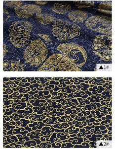 <span class=keywords><strong>Tissu</strong></span> <span class=keywords><strong>Kimono</strong></span> <span class=keywords><strong>japonais</strong></span> Jacquard bronze doré 100% pur coton tissé artisanat bricolage couture robe marine pour sacs de décoration intérieure Diwali - Product Image 6
