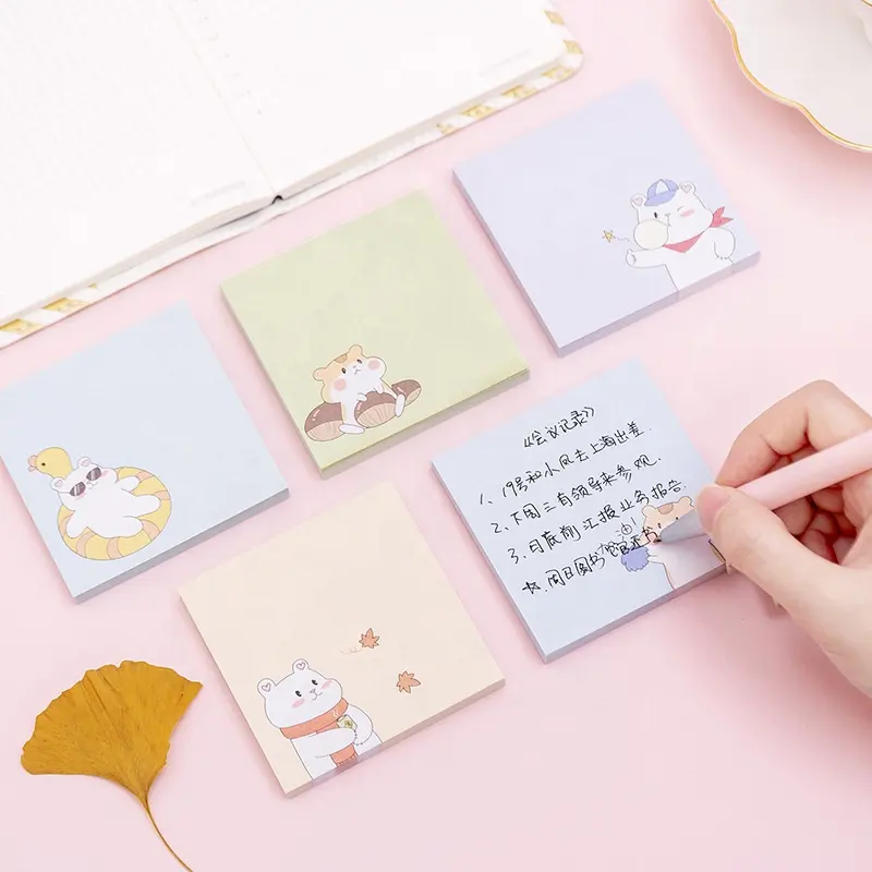 Cartoon cute bear design school kids sticky note memo pad custom print