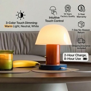 Mushroom Table Lamp Led Touch Control Rechargeable Cordless Nordic Style Bedside Night <b>Light</b> Decorative Ambient <b>Lighting</b> - Product Image 3