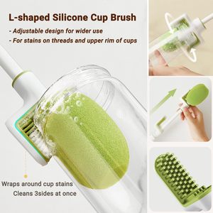 Household 3 in 1 Cup Cleaning Tpr Material Gap Water <strong>Bottle</strong> Cleaner <strong>Bottle</strong> Sponge <strong>Brush</strong> With Straw <strong>Brush</strong> Replacement Head - Product Image 2