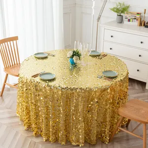 2024 haute qualité paillettes grande nappe à paillettes dorées 120in nappes de mariage rondes pour les fêtes