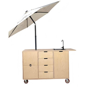 Chariot mobile d'extérieur en bois pour la vente de café, snacks et produits promotionnels sur le marché commercial - Product Image 1