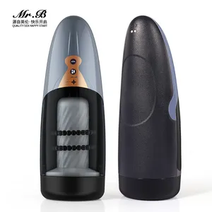 B3 mainan seks elektrik teleskopik otomatis, mesin Cup masturbasi pria vagina asli dengan getaran 5 frekuensi