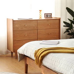 Cómoda de madera maciza de estilo japonés con seis cajones, 1200x400x890mm, cómoda de madera de cerezo para dormitorio, muebles minimalistas nórdicos - Product Image 3