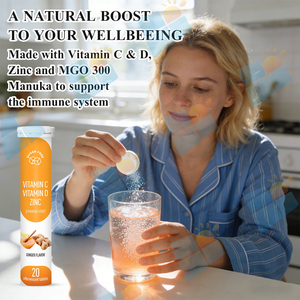 Complément alimentaire en comprimés effervescents SUNI OEM/ODM à marque privée, 1000 mg de <span class=keywords><strong>vitamine</strong></span> <span class=keywords><strong>C</strong></span>, <span class=keywords><strong>D3</strong></span> <span class=keywords><strong>et</strong></span> <span class=keywords><strong>zinc</strong></span>, pour le soutien immunitaire, saveur gingembre - Product Image 4