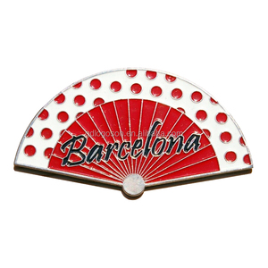 Imán de Refrigerador de Recuerdo de Viaje de <span class=keywords><strong>Barcelona</strong></span>, España, Abanico de Flamenco de Metal, Imán de Nevera de España - Product Image 1