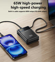 Yesido 20000mAh PD65W Pengisian Cepat Layar Digital Dengan Kabel Tipe-C Panjang 40cm Power Bank Isi Ulang Notebook YP97