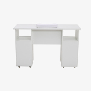 Table de manucure et pédicure moderne blanche pour salon, mobilier de salon en bois avec tiroirs et roulettes - Product Image 5
