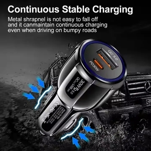New 60W Điện Thoại Xe Hơi Sạc Loại C + USB Kép Nhanh Chóng Sạc Pd 30W + USB Qc5.0 Max Cho Xe Nhẹ Hơn Khe Cắm Xe Tải Phổ Adapter - Product Image 4