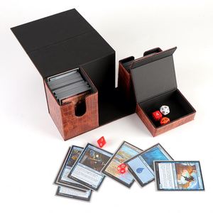 Boîte de rangement pour cartes en cuir PU avec compartiment pour dés, pour collection de cartes à collectionner, portable, coins carrés, impression couleur intégrale - Product Image 1