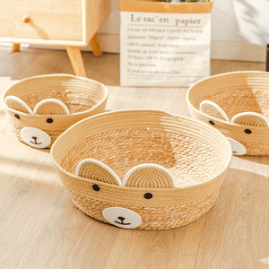 Rattan Cat <b>Bed</b> Round Breathable All Season Pet <b>Bed</b> For Cats With Cushion - Product Image 2