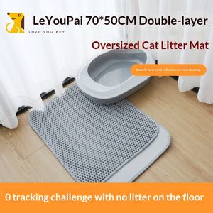 Tapis de litière pour chat extra large rectangulaire à <span class=keywords><strong>double</strong></span> couche anti-fuite, empêche le transport et les éclaboussures pour la litière des chats et des chiens - Product Image 2