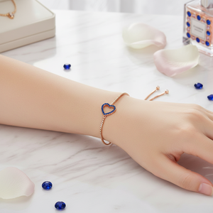 หัวใจการออกแบบไพลินหินสร้อยข้อมือเทนนิส925เงินสเตอร์ลิงขายส่งตุรกีในแบบฉบับเครื่องประดับ - Product Image 3