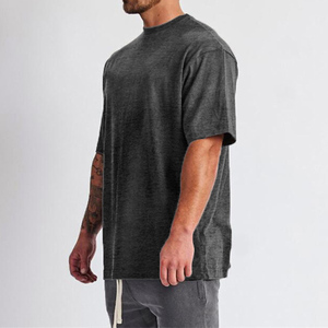 Camisetas de gran tamaño de algodón 100% para hombre, camisetas informales sueltas de talla grande para gimnasio, camisetas deportivas para camisetas con logotipo personalizado - Product Image 6