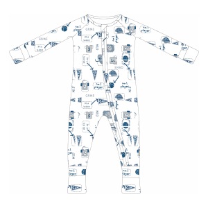 Giá sỉ xuất xưởng Bộ đồ ngủ liền thân in hình tre cho bé, có khóa kéo, tay dài, nhận đặt hàng OEM, có thể tùy chỉnh - Product Image 5