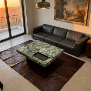 Mesa de Centro Moderna de Mármol Verde, Mesa Rectangular de Piedra Natural de Lujo, Mueble Grande de Estilo Italiano para Sala de Estar - Product Image 6