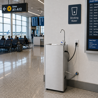 Distributeur d'eau froide électrique en acier inoxydable à 2 robinets avec fonction bulleur pour usage domestique, salle de sport, bureau, hôtel et usine