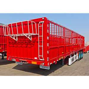 JOZOTG 4 Ejes Valla de Pared Alta Lateral Animal Ganado Transporte <span class=keywords><strong>Jaula</strong></span> Carga Semi Camión Remolque - Product Image 2