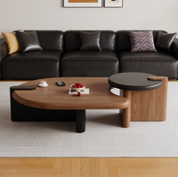 Juego de mesa de centro de madera de diseño simple y de alta calidad para sala de estar, mesa de lujo moderna y creativa de nogal en venta