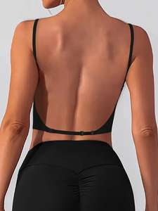 Soutien-gorge de sport sans fil pour femme Bretelles convertibles plates Sans couture Bords invisibles Design ultra-bas au dos Ajustement réglable - Product Image 6