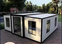 Villa conteneur de luxe à double aile extensible 20/40 pieds, maison modulaire préfabriquée pliable, mini-maison de glamping, cabane de vacances