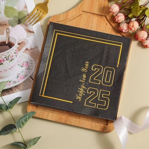 Nouvelles serviettes jetables noires et dorées pour les décorations du Nouvel An, les fêtes, les réunions, et les hôtels et restaurants haut de gamme. - Product Image 4