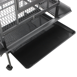 Vente en gros à bas prix cage à oiseaux de luxe grand espace noir acier inoxydable métal fer perroquet canari perruche animal cage à oiseaux avec roues - Product Image 5