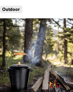 الموقد المفتوح معدن أسود الرماد دلو مع مجرفة - Product Image 4