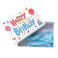 Boîte d'art pliable auto-érectible personnalisée avec motifs de dessins animés et graffitis, gaufrage UV, ruban, emballage en carton recyclé, portable, pour anniversaire d'enfants
